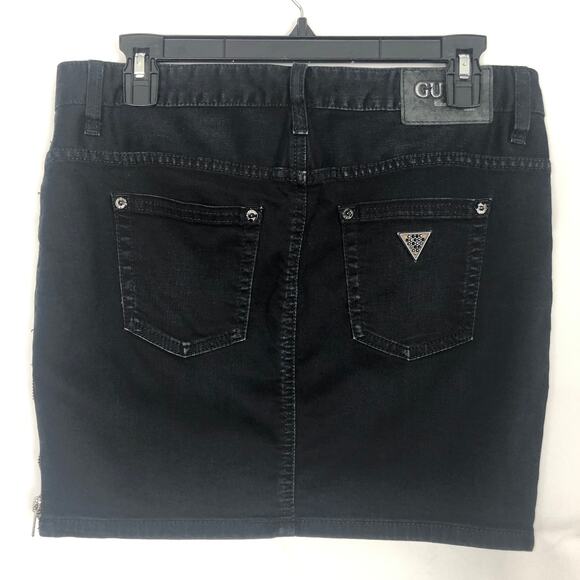 Guess Jeans 5-Pocket Black Washed Denim Skirt Size 26 - Picture 5 of 10